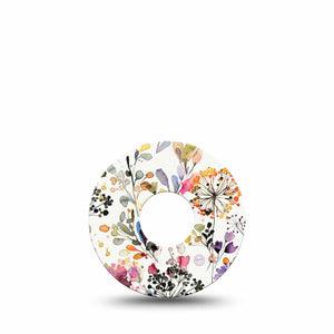 ExpressionMed Delicate Grasses Freestyle Libre 3 and Libre 3 Plus Tape, Single Tape Watercolor Twigs and Flowers, Adhesive Tape Continuous Glucose Monitor Design