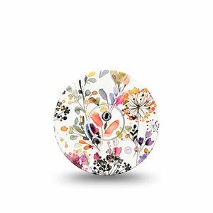 ExpressionMed Delicate Grasses Freestyle Libre 3 and Libre 3 Plus Tape, Single Tape and Single Sticker Watercolor Twigs and Flowers, Adhesive Tape Continuous Glucose Monitor Design