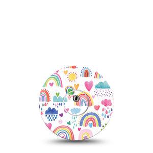 ExpressionMed Rainbows of Hope Freestyle Libre 3 and Libre 3 Plus Tape, Single Tape and Single Sticker Watercolored Rainbows Inspired, Adhesive Tape Continuous Glucose Monitor Design