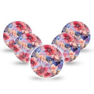 ExpressionMed Magical Blooms Freestyle Libre 3 and Libre 3 Plus Tape, 5-Pack Tape and 5-Pack Sticker Floral Beauty Inspired, Adhesive Tape Continuous Glucose Monitor Design