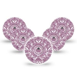 ExpressionMed Burgundy Floral Freestyle Libre 3 and Libre 3 Plus Tape, 5-Pack Tape and 5-Pack Sticker Ornamental Burgundy Floral, Adhesive Tape Continuous Glucose Monitor Design