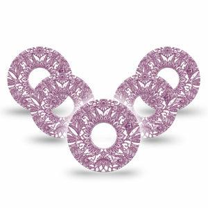 ExpressionMed Burgundy Floral Freestyle Libre 3 and Libre 3 Plus Tape, 5-Pack Tape Ornamental Burgundy Floral, Adhesive Tape Continuous Glucose Monitor Design