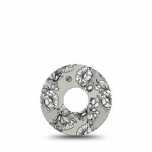 ExpressionMed Black Lace Freestyle Libre 3 and Libre 3 Plus Tape, Single Tape Floral Lace Themed, Adhesive Tape Continuous Glucose Monitor Design