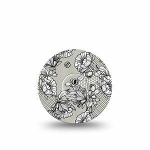 ExpressionMed Black Lace Freestyle Libre 3 and Libre 3 Plus Tape, Single Tape and Single Sticker Floral Lace Themed, Adhesive Tape Continuous Glucose Monitor Design