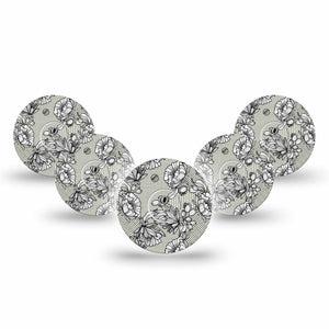 ExpressionMed Black Lace Freestyle Libre 3 and Libre 3 Plus Tape, 5-Pack Tape and 5-Pack Sticker Floral Lace Themed, Adhesive Tape Continuous Glucose Monitor Design