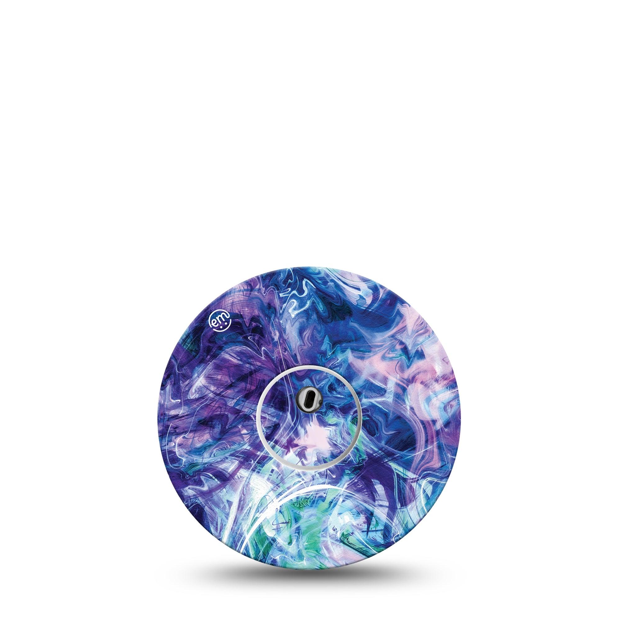 ExpressionMed Deep Purple Swirl Freestyle Libre 3 and Libre 3 Plus Tape, Single Tape and Single Sticker TieDye Themed, Adhesive Tape Continuous Glucose Monitor Design