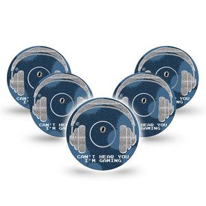 ExpressionMed Gaming Freestyle Libre 3 and Libre 3 Plus Tape, 5-Pack Tape and 5-Pack Sticker Gamer Headset Themed, Adhesive Tape Continuous Glucose Monitor Design