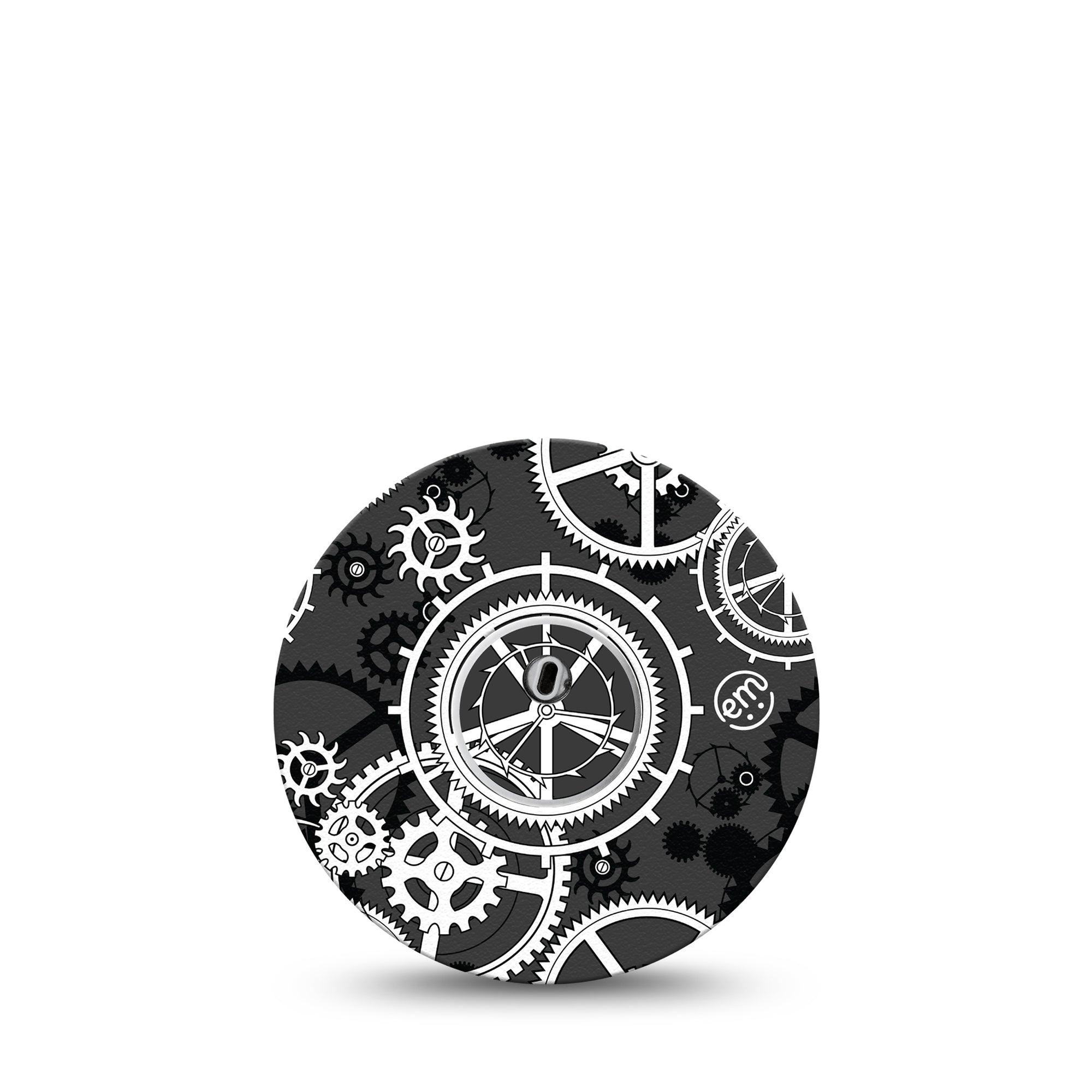 ExpressionMed Mechanisms Freestyle Libre 3 and Libre 3 Plus Tape, Single Tape and Single Sticker Mechanical Gears Inspired, Adhesive Tape Continuous Glucose Monitor Design