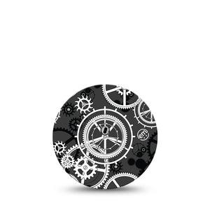 ExpressionMed Mechanisms Freestyle Libre 3 and Libre 3 Plus Tape, Single Tape and Single Sticker Mechanical Gears Inspired, Adhesive Tape Continuous Glucose Monitor Design