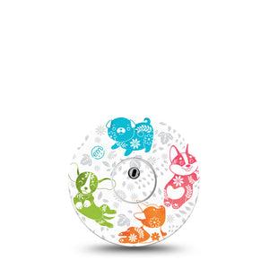 ExpressionMed Gooseberry Puppies Freestyle Libre 3 and Libre 3 Plus Tape, Single Tape and Single Sticker Playful Pyrex Puppies Themed, Adhesive Tape Continuous Glucose Monitor Design