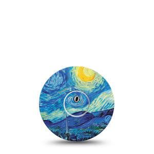 ExpressionMed Starry Nights Freestyle Libre 3 and Libre 3 Plus Tape, Single Tape and Single Sticker Van Gogh Painting Inspired, Adhesive Tape Continuous Glucose Monitor Design