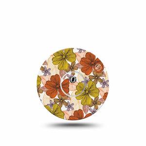 ExpressionMed Burnt Orange Floral Freestyle Libre 3 and Libre 3 Plus Tape, Single Tape and Single Sticker Orange and Yellow Floral, Adhesive Tape Continuous Glucose Monitor Design