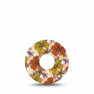 ExpressionMed Burnt Orange Floral Freestyle Libre 3 and Libre 3 Plus Tape, Single Tape Orange and Yellow Floral, Adhesive Tape Continuous Glucose Monitor Design