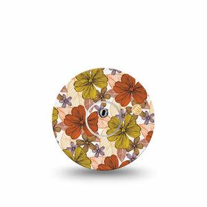 ExpressionMed Burnt Orange Floral Freestyle Libre 3 and Libre 3 Plus Tape, Single Tape and Single Sticker Orange and Yellow Floral, Adhesive Tape Continuous Glucose Monitor Design