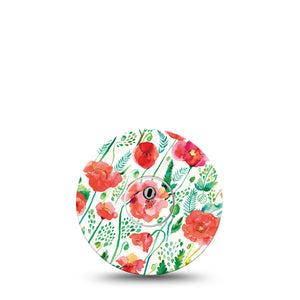 ExpressionMed Wild Poppies Freestyle Libre 3 and Libre 3 Plus Tape, Single Tape and Single Sticker Gloomy Florals Themed, Adhesive Tape Continuous Glucose Monitor Design