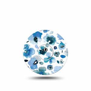 ExpressionMed Sapphire Petals Freestyle Libre 3 and Libre 3 Plus Tape, Single Tape and Single Sticker Blue Flowers Inspired, Adhesive Tape Continuous Glucose Monitor Design