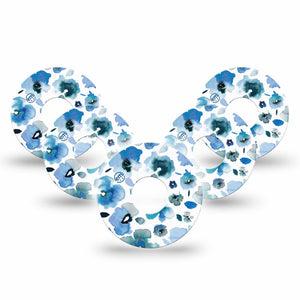 ExpressionMed Sapphire Petals Freestyle Libre 3 and Libre 3 Plus Tape, 5-Pack Tape Watercolored Flowers Inspired, Adhesive Tape Continuous Glucose Monitor Design