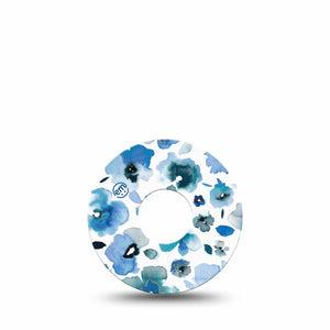 ExpressionMed Sapphire Petals Freestyle Libre 3 and Libre 3 Plus Tape, Single Tape Blue Flowers Inspired, Adhesive Tape Continuous Glucose Monitor Design