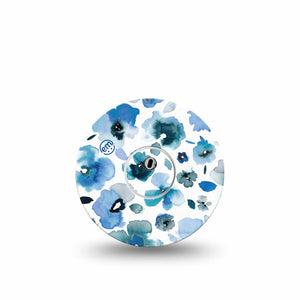 ExpressionMed Sapphire Petals Freestyle Libre 3 and Libre 3 Plus Tape, Single Tape and Single Sticker Blue Flowers Inspired, Adhesive Tape Continuous Glucose Monitor Design