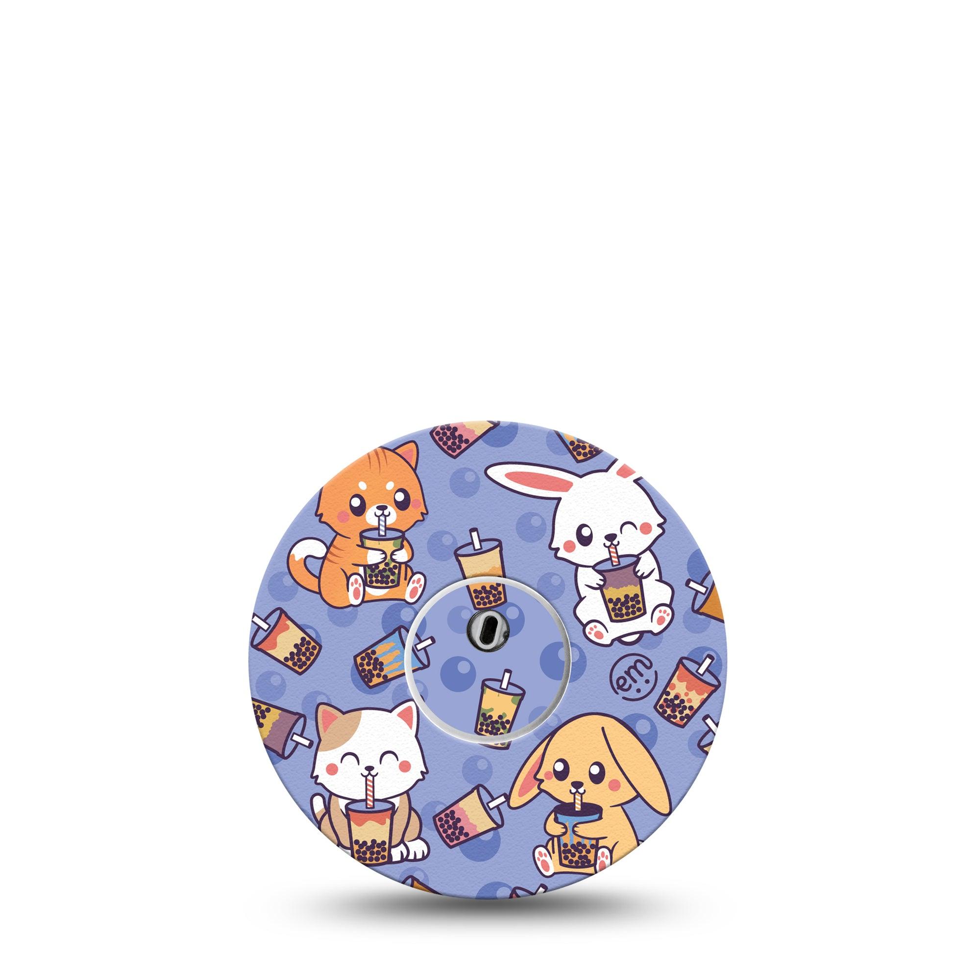 ExpressionMed Boba Buddies Freestyle Libre 3 and Libre 3 Plus Tape, Single Tape and Single Sticker Animal Design, Adhesive Tape Continuous Glucose Monitor Design