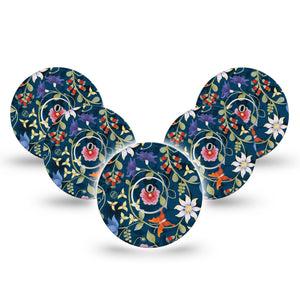 ExpressionMed Floral Folklore Freestyle Libre 3 and Libre 3 Plus Tape, 5-Pack Tape and 5-Pack Sticker Floral Traditions Themed, Adhesive Tape Continuous Glucose Monitor Design
