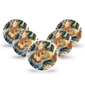 ExpressionMed Sea in a Storm Freestyle Libre 3 and Libre 3 Plus Tape, 5-Pack Tape and 5-Pack Sticker Sea Waves Inspired, Adhesive Tape Continuous Glucose Monitor Design