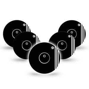 ExpressionMed Sporty Freestyle Libre 3 and Libre 3 Plus Tape, 5-Pack Tape and 5-Pack Sticker Black Stripes Inspired, Adhesive Tape Continuous Glucose Monitor Design