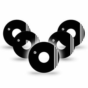 Sporty Libre 2 Perfect Fit Adhesive Tape, 5-Pack, Black and White Design, Waterproof CGM tape, Abbott Lingo