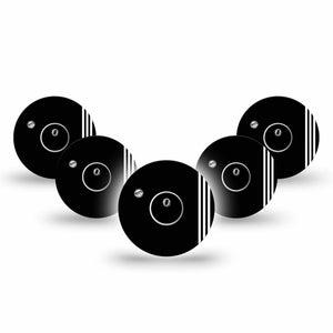 ExpressionMed Sporty Freestyle Libre 3 and Libre 3 Plus Tape, 5-Pack Tape and 5-Pack Sticker Black Stripes Inspired, Adhesive Tape Continuous Glucose Monitor Design