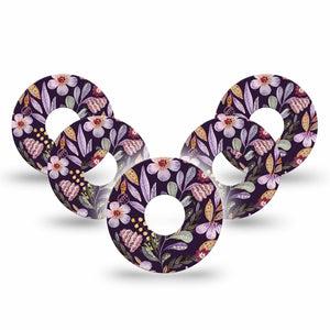 ExpressionMed Moody Blooms LIbre 3 Tape, 5-Pack, Blooming Florals Inspired, CGM Plaster Patch Design