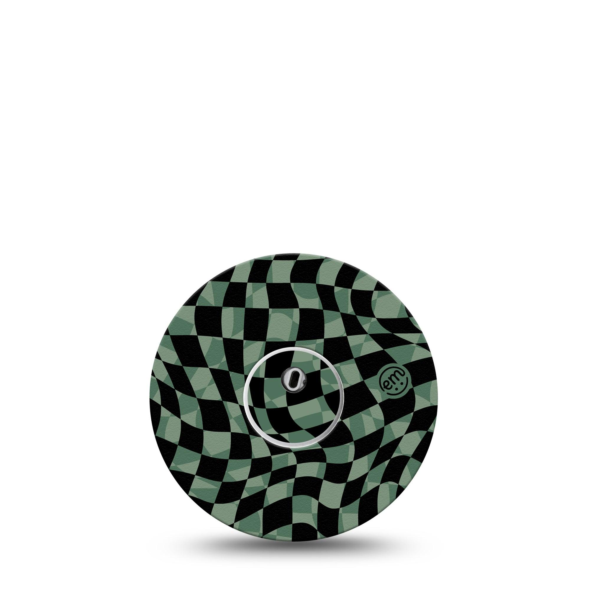 ExpressionMed Green & Black Checkerboard Freestyle Libre 3 and Libre 3 Plus Tape, Single Tape and Single Sticker Optical Illusion Inspired, Adhesive Tape Continuous Glucose Monitor Design