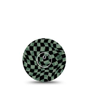 ExpressionMed Green & Black Checkerboard Freestyle Libre 3 and Libre 3 Plus Tape, Single Tape and Single Sticker Optical Illusion Inspired, Adhesive Tape Continuous Glucose Monitor Design