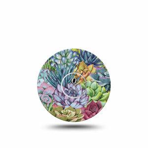 ExpressionMed Blue Succulents Freestyle Libre 3 and Libre 3 Plus Tape, Single Tape and Single Sticker Beautiful Succulents Inspired, Adhesive Tape Continuous Glucose Monitor Design