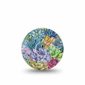 ExpressionMed Blue Succulents Freestyle Libre 3 and Libre 3 Plus Tape, Single Tape and Single Sticker Beautiful Succulents Inspired, Adhesive Tape Continuous Glucose Monitor Design