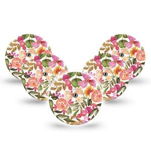 ExpressionMed Spring Bouquet Freestyle Libre 3 and Libre 3 Plus Tape, 5-Pack Tape and 5-Pack Sticker Spring Floral Blooms Inspired, Adhesive Tape Continuous Glucose Monitor Design