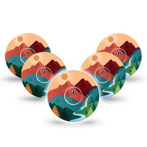 ExpressionMed National Parks Freestyle Libre 3 and Libre 3 Plus Tape, 5-Pack Tape and 5-Pack Sticker Nature Park Inspired, Adhesive Tape Continuous Glucose Monitor Design