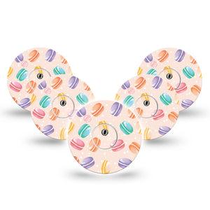 ExpressionMed Macarons Freestyle Libre 3 and Libre 3 Plus Tape, 5-Pack Tape and 5-Pack Sticker Yummy Delicacy Themed, Adhesive Tape Continuous Glucose Monitor Design