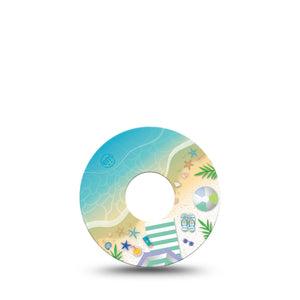 ExpressionMed Relaxing Beach Libre 3 Tape, Single, Seashells And Starfishes Themed, CGM Overlay Patch Design