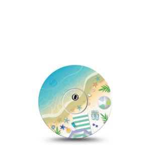 ExpressionMed Relaxing Beach Freestyle Libre 3 and Libre 3 Plus Tape, Single Tape and Single Sticker Seashells and Starfishes Themed, Adhesive Tape Continuous Glucose Monitor Design