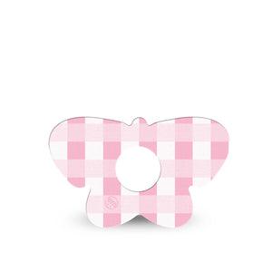 ExpressionMed Pink Gingham Freestyle Libre 3 and Libre 3 Plus Butterfly Shape Tape Single Tape Charming Gingham, Overlay Patch CGM Design