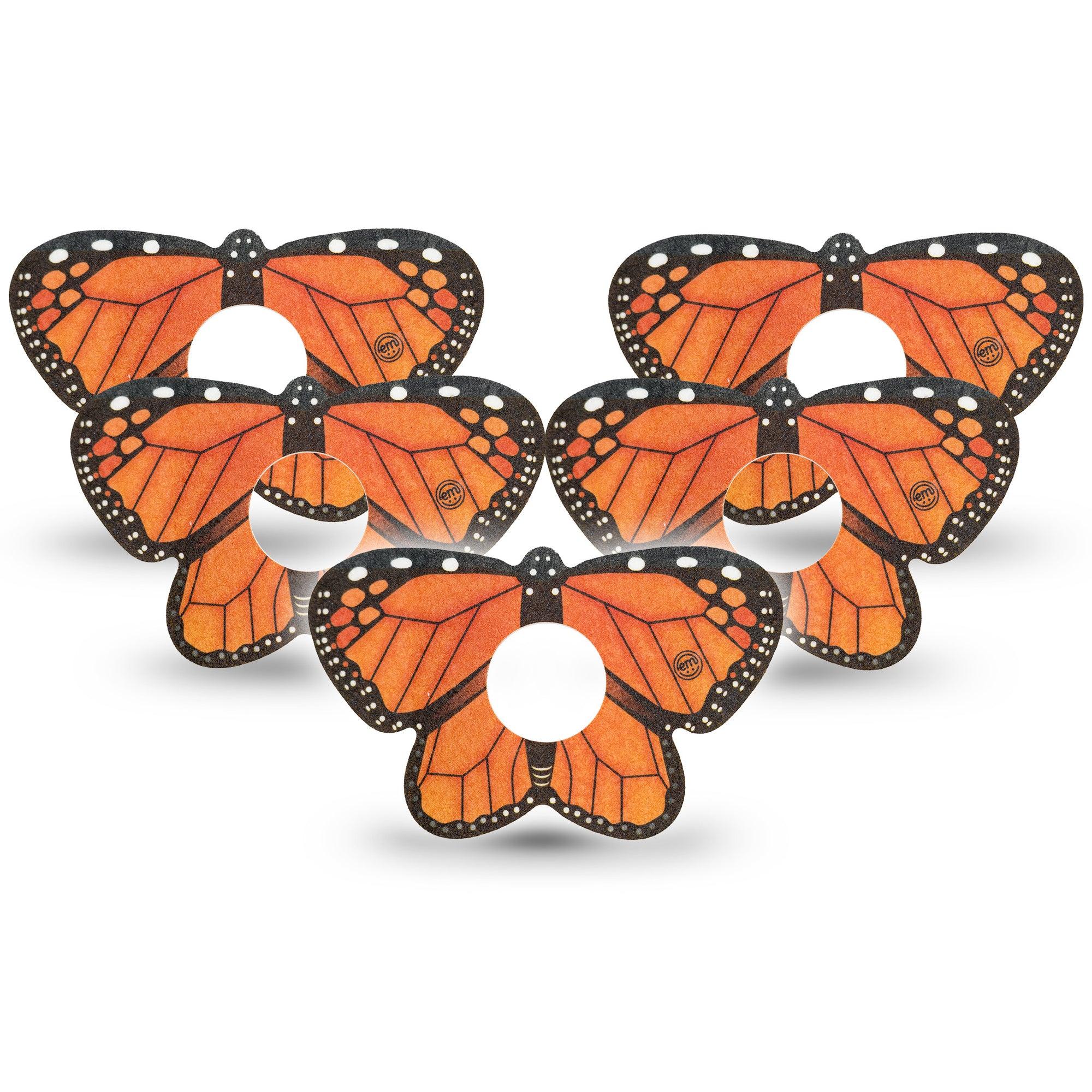 ExpressionMed Monarch Butterfly Libre 3 Butterfly Tape 5-Pack Bright Colored Butterfly, CGM Fixing Ring Design