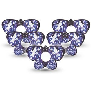 ExpressionMed Blue Tie Dye Butterfly Libre 3 Butterfly Tape 5-Pack Blue Invertebrae, CGM Overlay Patch Design