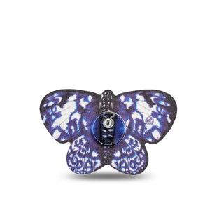 ExpressionMed Blue Tie Dye Butterfly Libre 3 Butterfly Tape Cobalt Butterfly, CGM Overlay Patch Design with center sticker