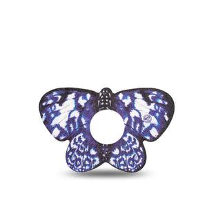 ExpressionMed Blue Tie Dye Butterfly Libre 3 Butterfly Tape Cobalt Butterfly, CGM Overlay Patch Design