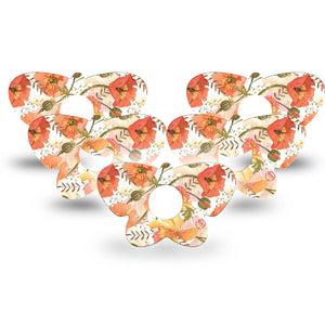 ExpressionMed Peachy Blooms Butterfly Libre 3 Tape, 5-Pack, Tropical Blossoms Themed, CGM Plaster Patch Design