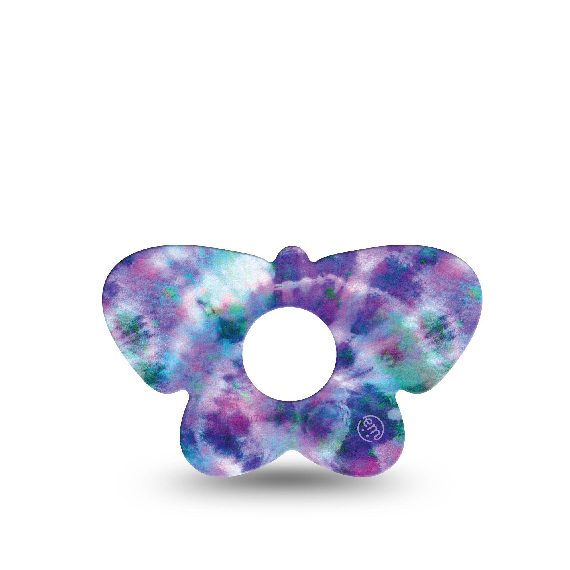 ExpressionMed Purple Tie Dye Butterfly Libre 3 Tape, Single, Colored Dye Themed, CGM Overlay Patch Design