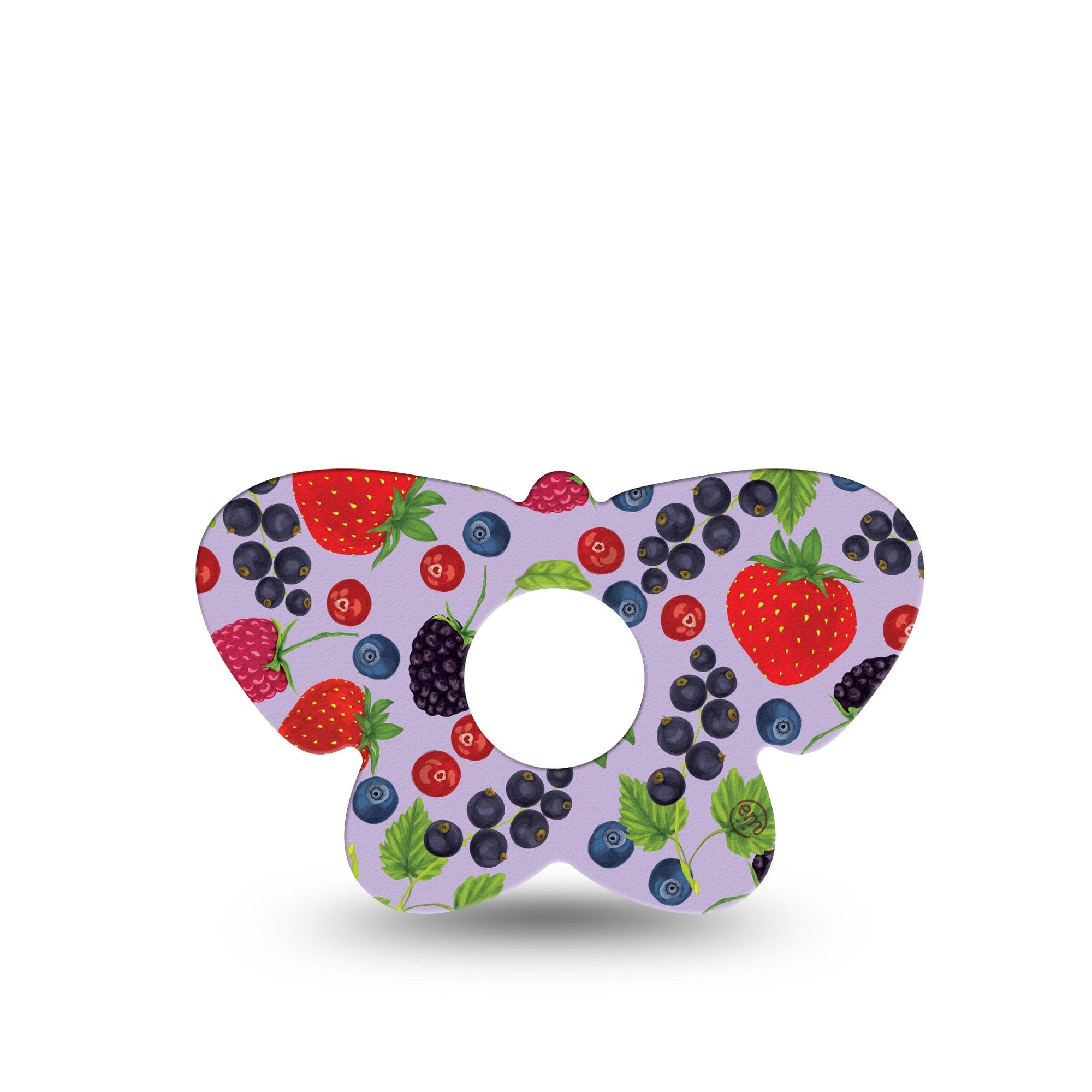 ExpressionMed Wild Berries Butterfly Libre 3 Tape, Single, Fruit Loops Themed, CGM Overlay Patch Design