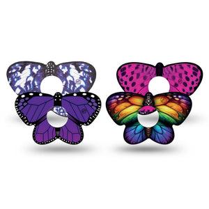 ExpressionMed Flutter Fusion Variety Pack Freestyle Libre 3 and Libre 3 Plus Butterfly Shape Tape 4-Pack Tape Variety Fun Monarch Rainbow Bugs,  Overlay Patch CGM Design