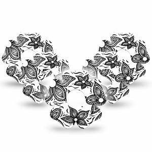 ExpressionMed Black Tie Floral Freestyle Libre 3 Flower 5-Pack, Floral Pattern, CGM Plaster Tape Design
