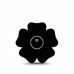 ExpressionMed Black Flower Libre 3 Tape, Single, Monochromatic Color Themed, CGM Overlay Patch Design with Center Sticker
